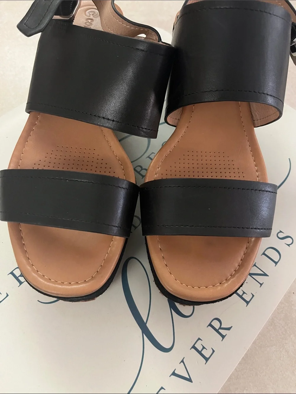 Corso Como Black Two-Band Platform Sandals